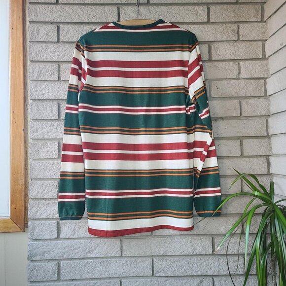 Vintage 'California Styled' green/red/tan striped long-sleeve shirt men's L - Picture 2 of 4